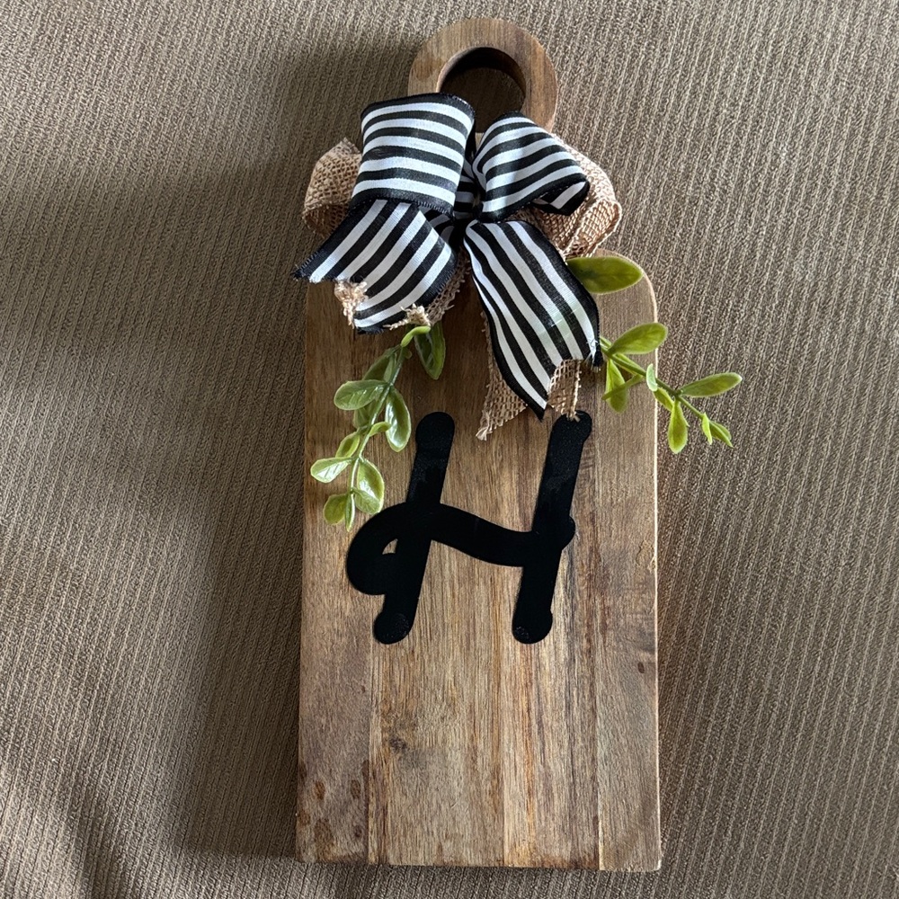 Charming Wooden Wall Plaque with Black Letter and Greenery
